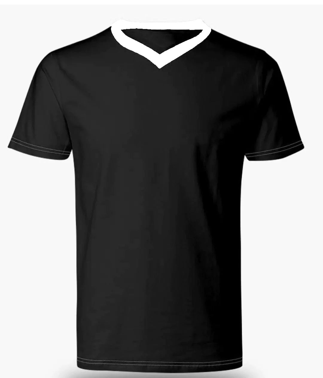 V Neck Black with White Contrast Stitching