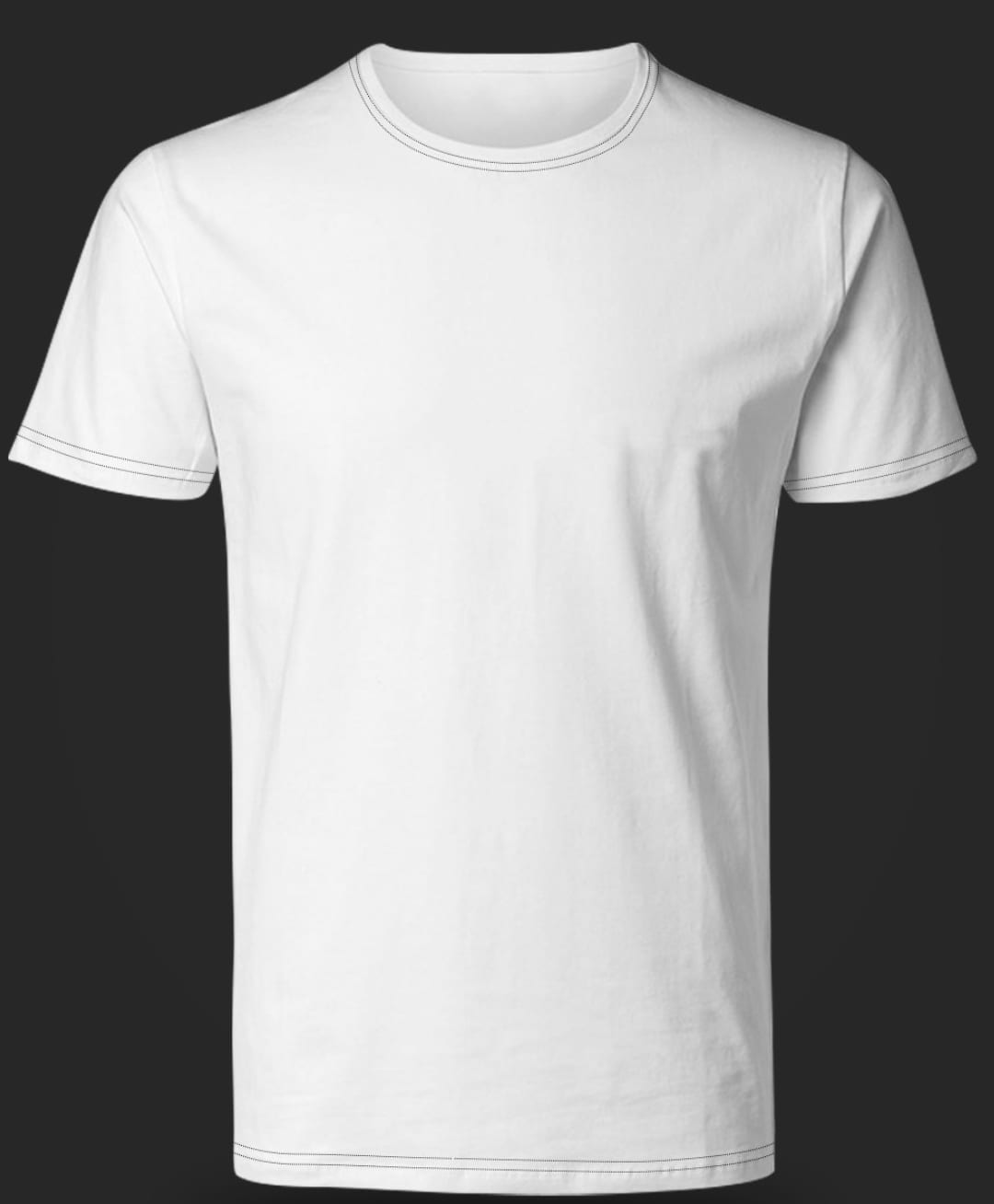 White Round Neck T-shirt with Black contrast stitching