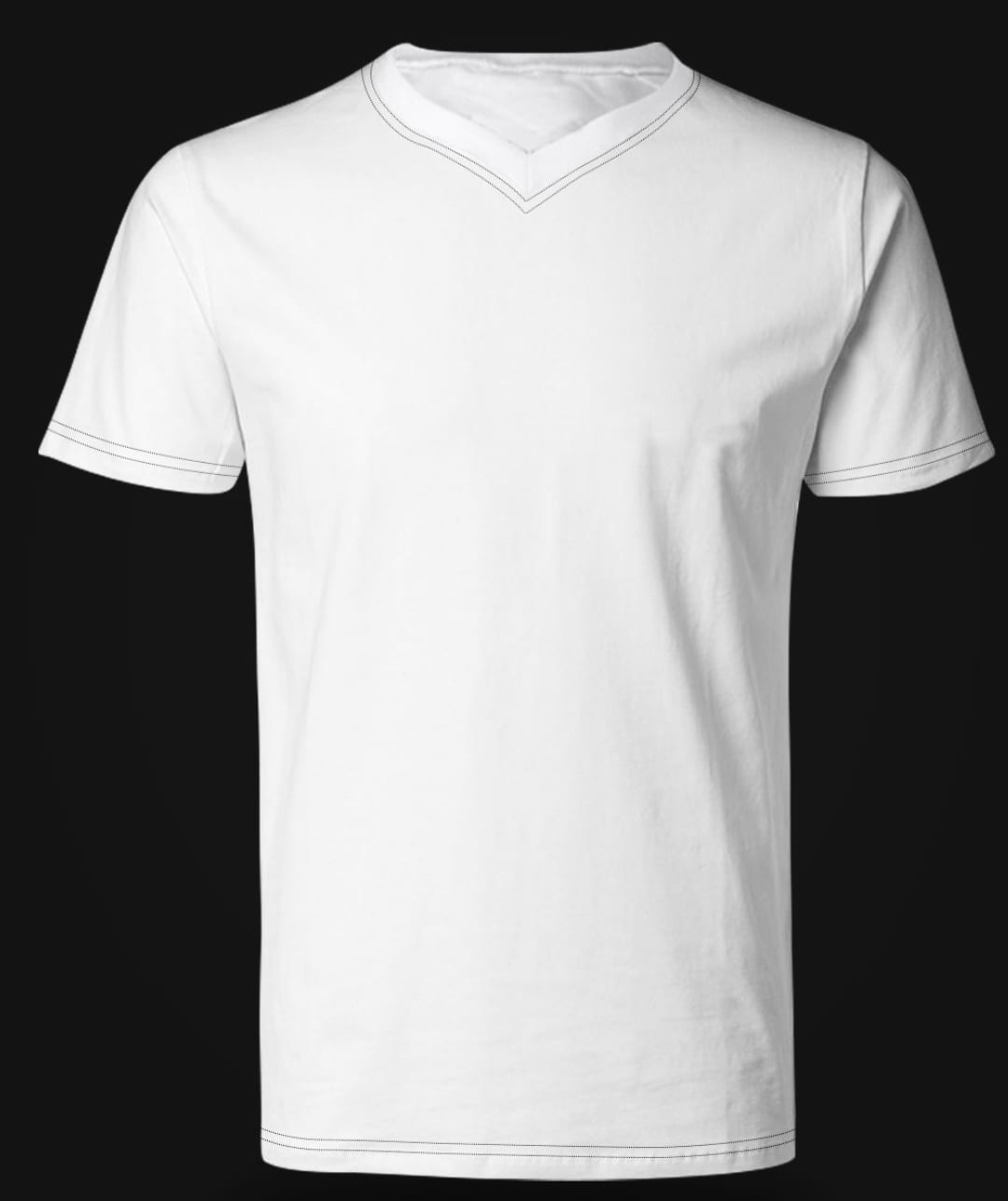 White V-Neck T-shirt with Black contrast stitching