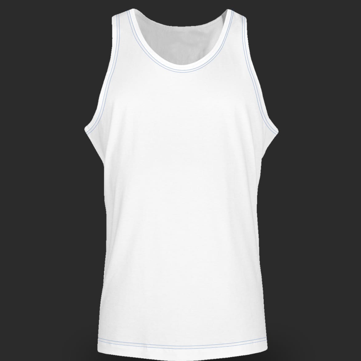 White Tank Top with True Blue contrast stitching