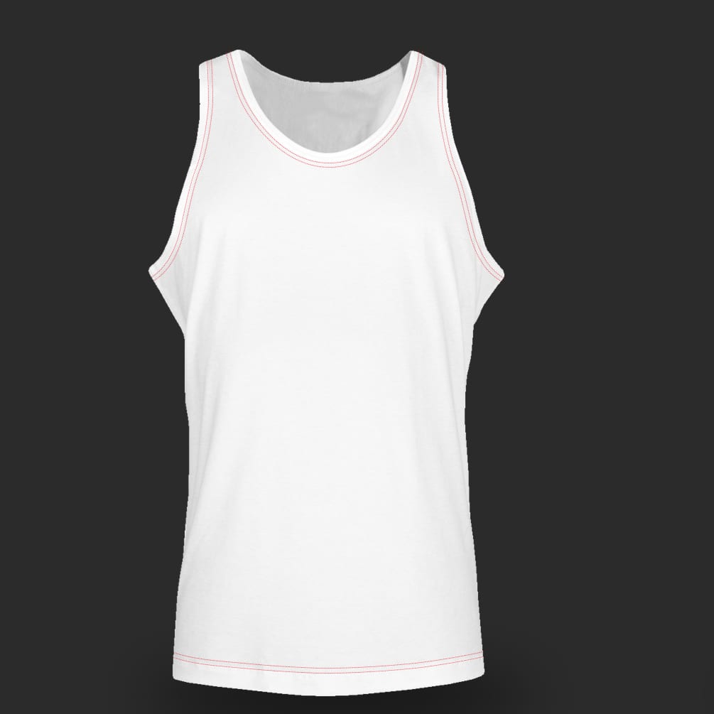 White Tank Top with Red contrast stitching